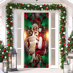 Aperturee - Santa Claus Snowflake Leaves Christmas Door Cover