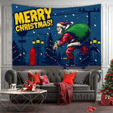 Aperturee - Santa Claus Street Lamp Merry Christmas Wall Tapestry