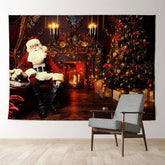 Aperturee - Santa In Classic Room Fireplace Christmas Backdrop