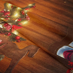 Aperturee - Santa Out Window Wooden Wall Christmas Backdrop