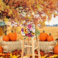 Aperturee - Scarecrow Tree Harvest Pumpkin Party Autumn Backdrop