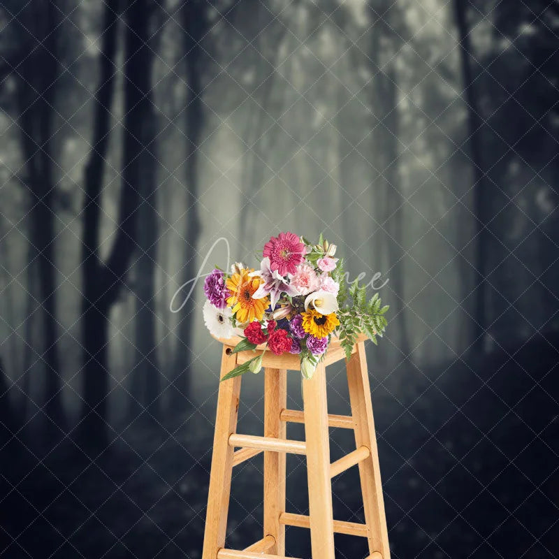 Aperturee - Scary Black Woods Shrouded In Mist Photo Backdrop
