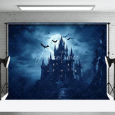 Aperturee - Scary Castle Bat Moon Night Halloween Backdrop