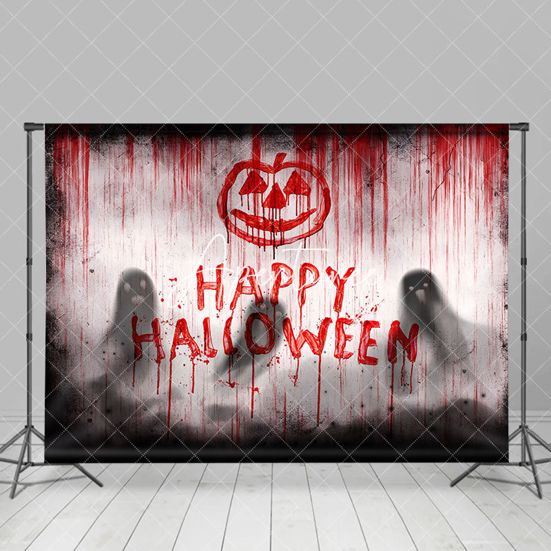 Aperturee - Scary Ghosts Red Pumpkin Happy Halloween Backdrop