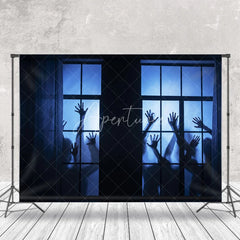 Aperturee - Scary Handprint Window Halloween Photo Backdrop