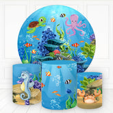 Aperturee Sea Animals Plants Round Birthday Backdrop Kit For Kids