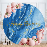 Aperturee - Sea Blue Abstract Texture Round Birthday Backdrop