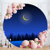 Aperturee - Sea Blue Sky And Moon Round Birthday Backdrop