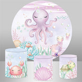 Aperturee Sea World Pearl Girls Round Birthday Backdrop Kit