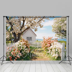 Aperturee - Seaside Village Blue Sky Flowers Spring Backdrop
