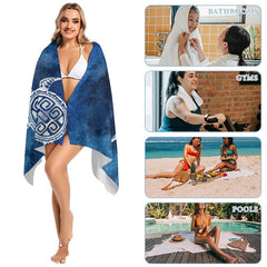 Aperturee - Sfumato Blue Sea Turtle Custom Beach Towel with Name