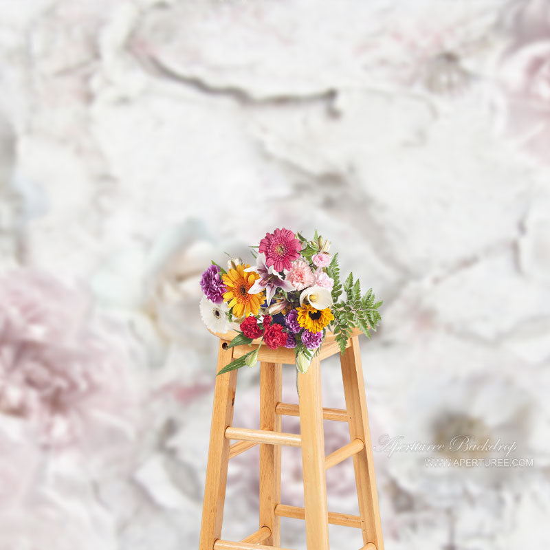 Aperturee - Shabby Floral Printed Wood Fine Art Photo Backdrop