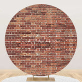 Aperturee - Shabby Retro Red Brick Wall Round Party Backdrop