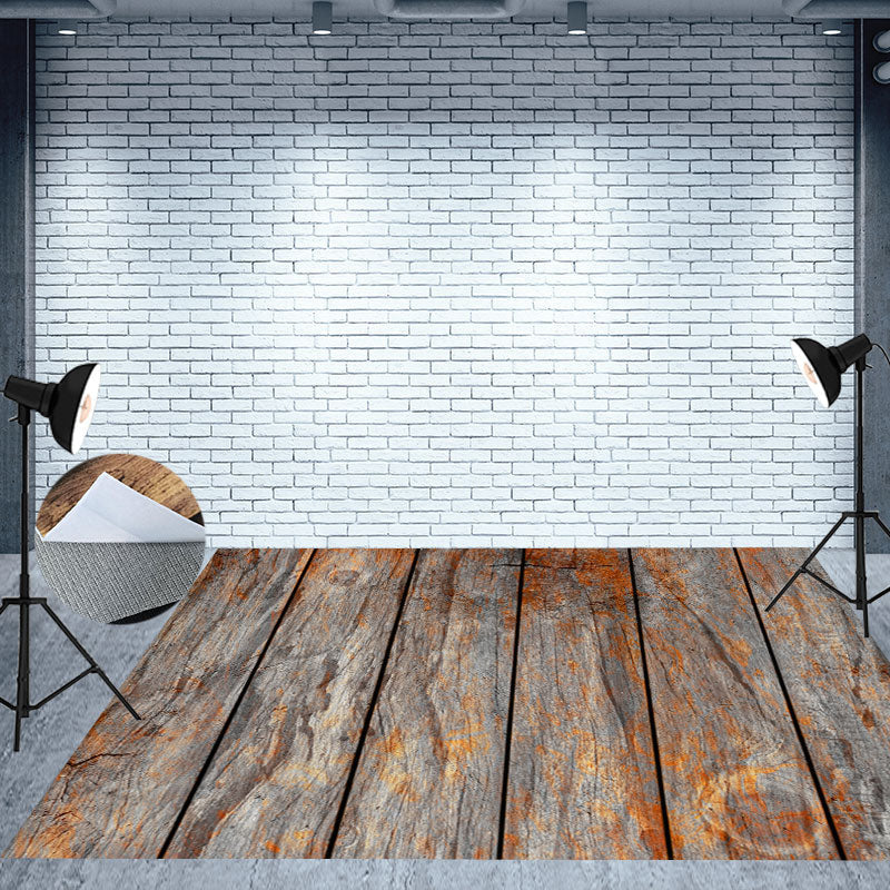 Aperturee - Shabby Style Paint Rough Wood Texture Floor Backdrop
