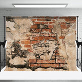 Aperturee - Shabby Vintage Red Brick Wall Photography Backdrop