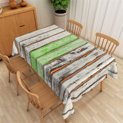 Aperturee - Shabby White Green Wood Texture Rectangle Tablecloth