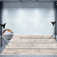 Aperturee - Shabby White Vintage Style Wooden Floor Backdrop