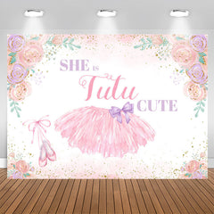 Aperturee - She Is Tutu Cute Floral Happy Birthday Backdrop