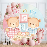 Aperturee - She Or He Bear Circle Baby Shower Backdrop