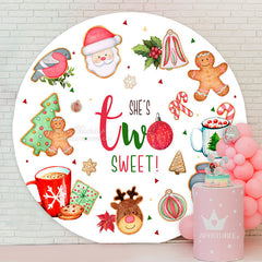 Aperturee - Shes Two Sweet Round Christmas 2nd Birthday Backdrop