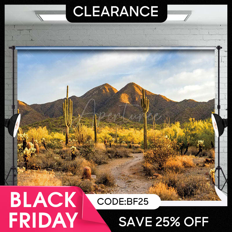 Aperturee - (Ship In 24HR) Aperturee Desert Gobi Cactus Mountain Sky Photography Backdrop