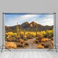 Aperturee - Aperturee Desert Gobi Cactus Mountain Sky Photography Backdrop