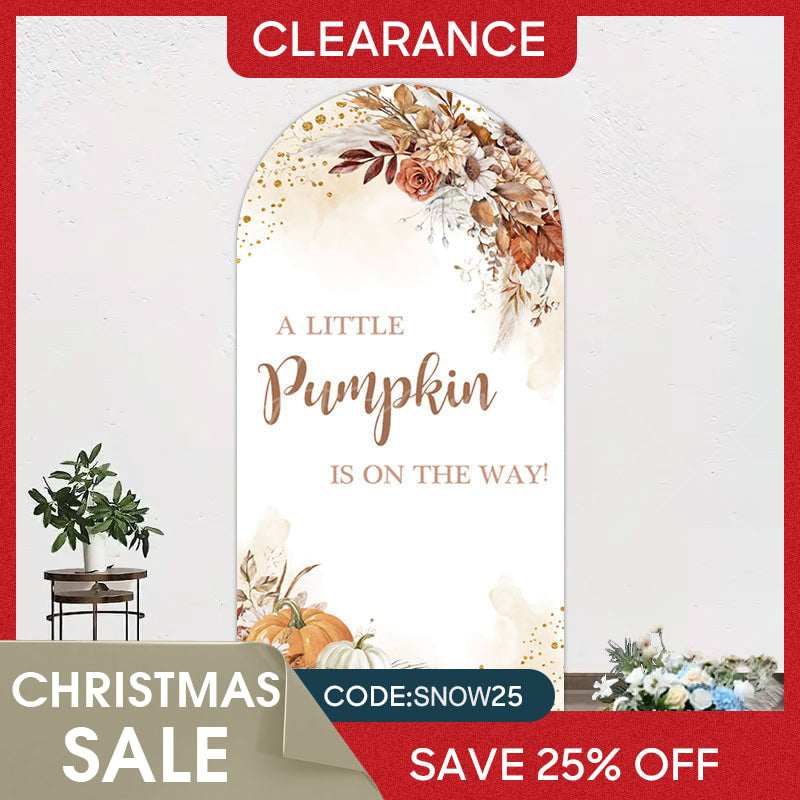 Aperturee - (Ship In 24HR) Aperturee Little Pumpkin Boho Floral Baby Shower Arch Backdrop