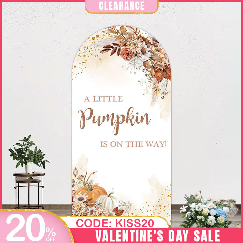 Aperturee - (Ship In 24HR) Aperturee Little Pumpkin Boho Floral Baby Shower Arch Backdrop
