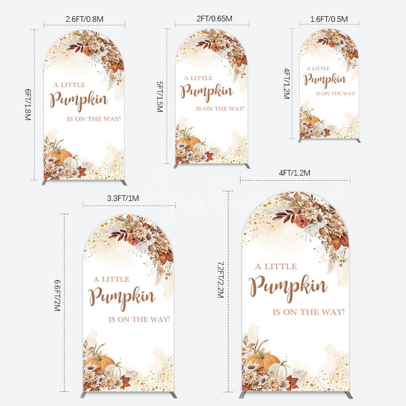 Aperturee - Aperturee Little Pumpkin Boho Floral Baby Shower Arch Backdrop