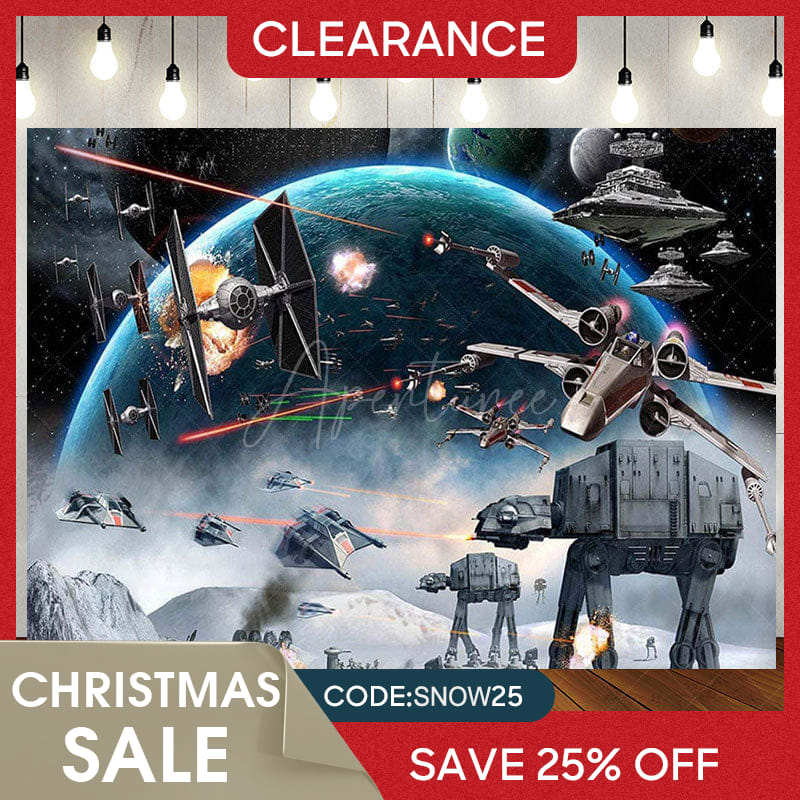 Aperturee - (Ship In 24HR) Black Universe Spaceship Birthday Backdrop For Boy