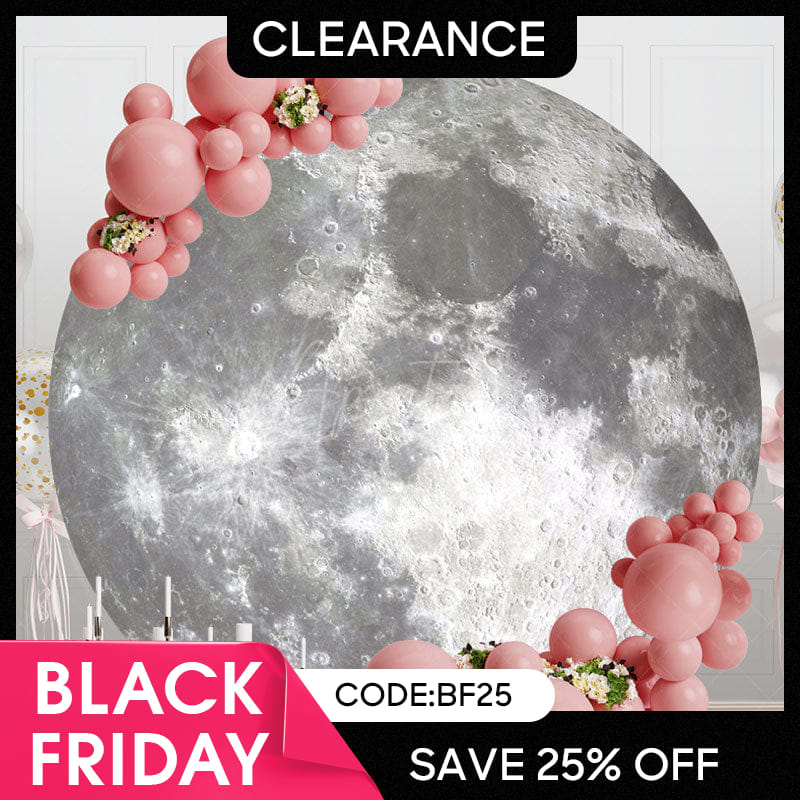Aperturee - (Ship In 24HR) Bright Moon Surface Craters Circle Birthday Backdrop