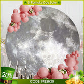 Aperturee - (Ship In 24HR) Bright Moon Surface Craters Circle Birthday Backdrop