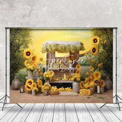 Aperturee - Grassland Trees Sunflowers Lemon Potography Backdrop