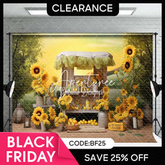 Aperturee - (Ship In 24HR) Grassland Trees Sunflowers Lemon Potography Backdrop
