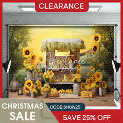 (Ship In 24HR) Grassland Trees Sunflowers Lemon Potography Backdrop