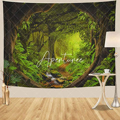 Aperturee Green Nature Forest 3D Printed Landscape Wall Tapestry