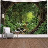 Aperturee Green Nature Forest 3D Printed Landscape Wall Tapestry