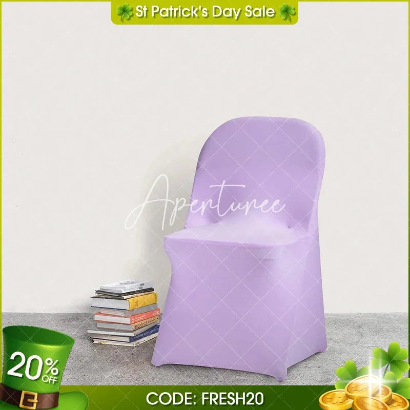 Aperturee - (Ship In 24HR) Lavender Stretch Spandex Banquet Folding Chair Cover