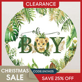 Aperturee - (Ship In 24HR) Round Safari Lion Oh Baby Gender Reveal Backdrop