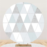 Aperturee Silver And White Triangle Happy Birthday Round Backdrop