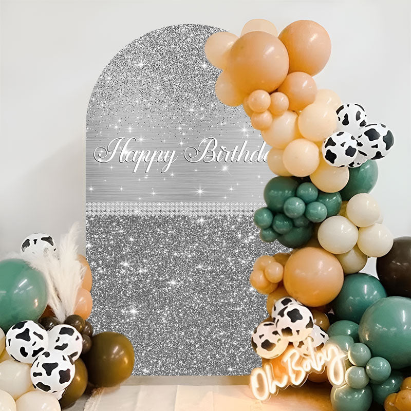Aperturee - Silver Birthday Party Double Sided Arch Backdrop