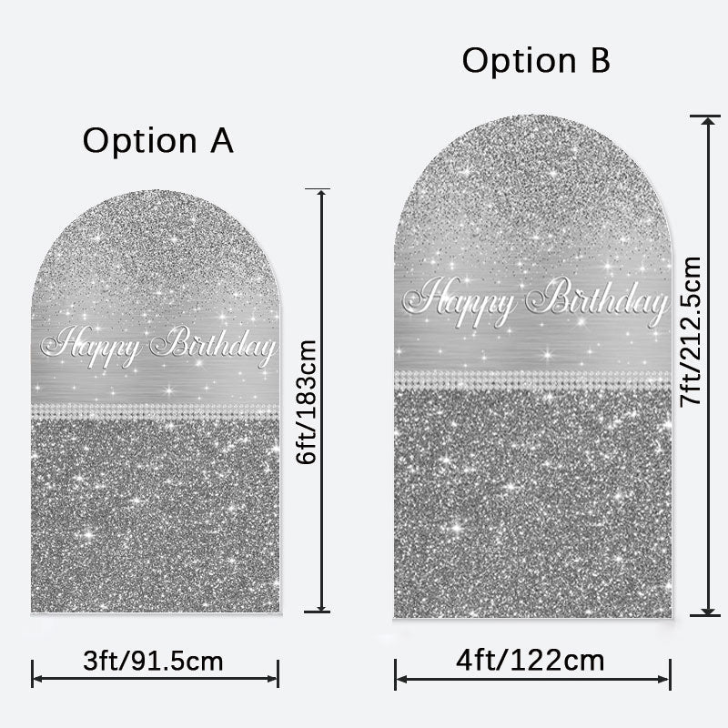 Aperturee - Silver Birthday Party Double Sided Arch Backdrop
