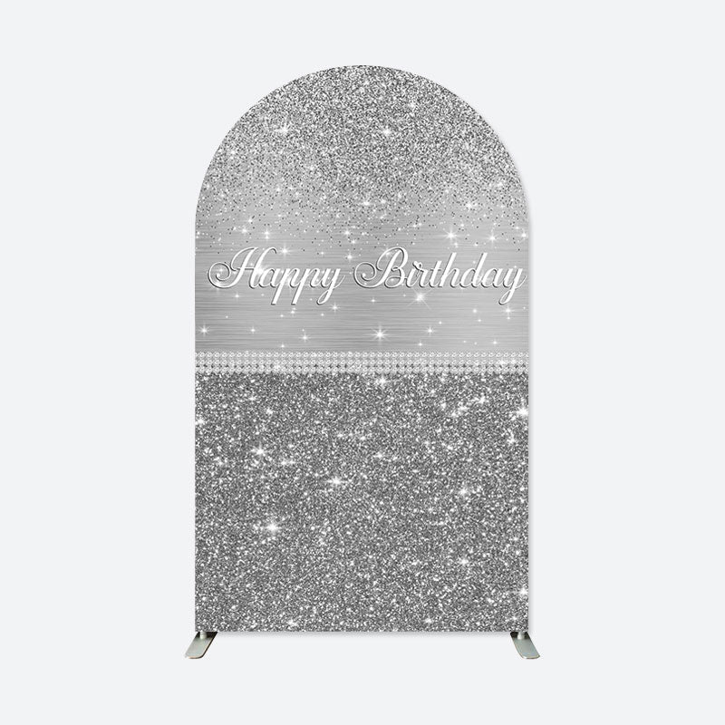 Aperturee - Silver Birthday Party Double Sided Arch Backdrop