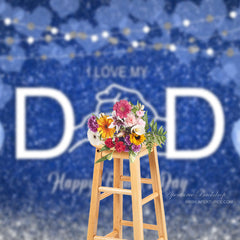 Aperturee - Silver Blue Balloon Light Glitter Fathers Day Backdrop