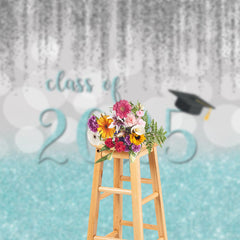 Aperturee - Silver Blue Glitter Class Of 2025 Grad Photo Backdrop