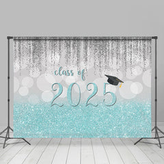 Aperturee - Silver Blue Glitter Class Of 2025 Grad Photo Backdrop