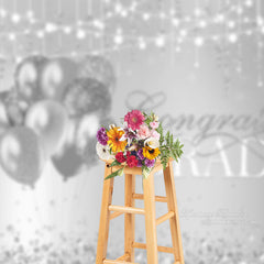 Aperturee - Silver Diamond Balloons Grad Backdrop For Photo