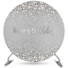 Aperturee Silver Diamond Happy Birthday Round Backdrop For Party