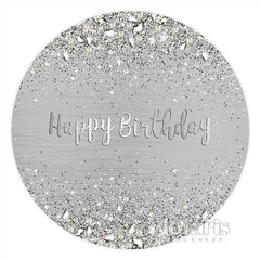Aperturee Silver Diamond Happy Birthday Round Backdrop For Party