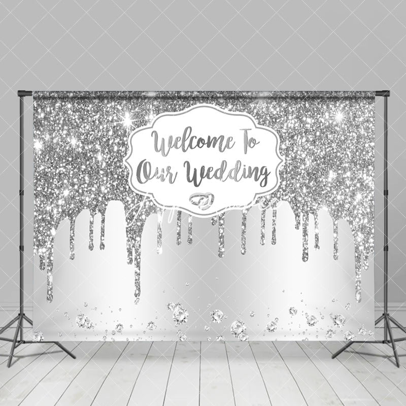 Aperturee - Silver Diamonds Sparkle Backdrop For Wedding Party